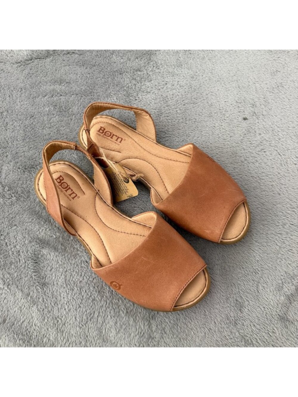 NWT Born Trang Leather Tan Slingback Sandals Shoes Womens